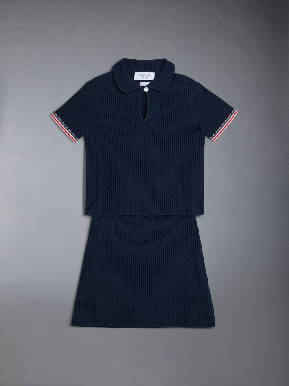 Polo Thom Browne Wool Cashmere Knit Garcon Bleu | YYO78C42434