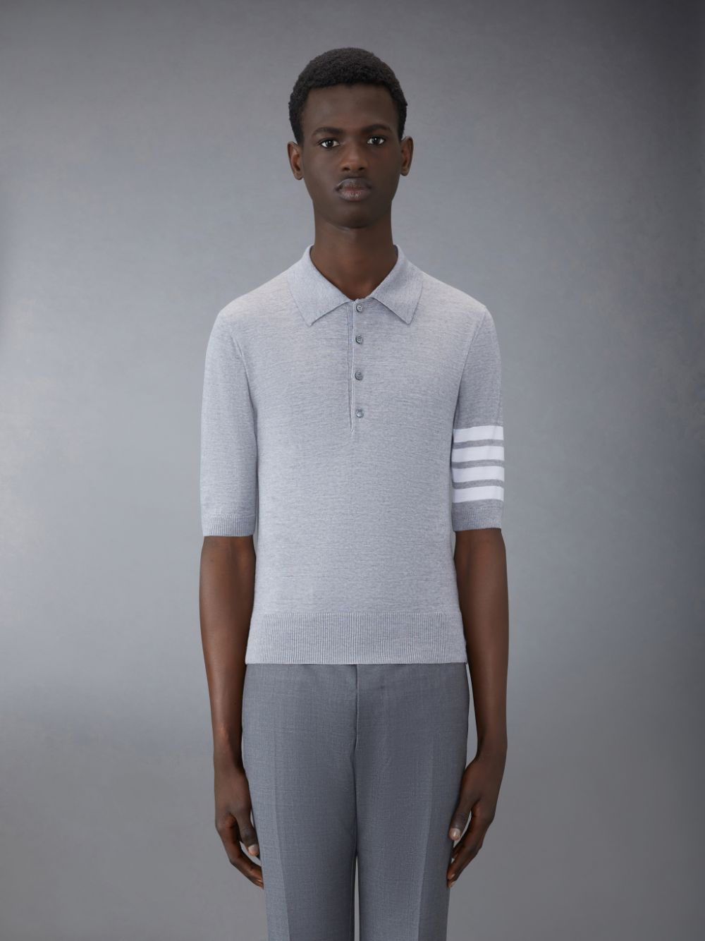 Polo Thom Browne Wool Short Sleeve Homme Grise | UYA28V79740