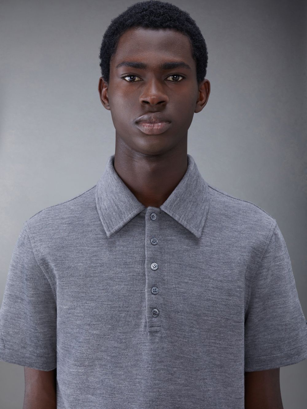 Polo Thom Browne Wool Short Sleeve Homme Grise | AEO80G15810