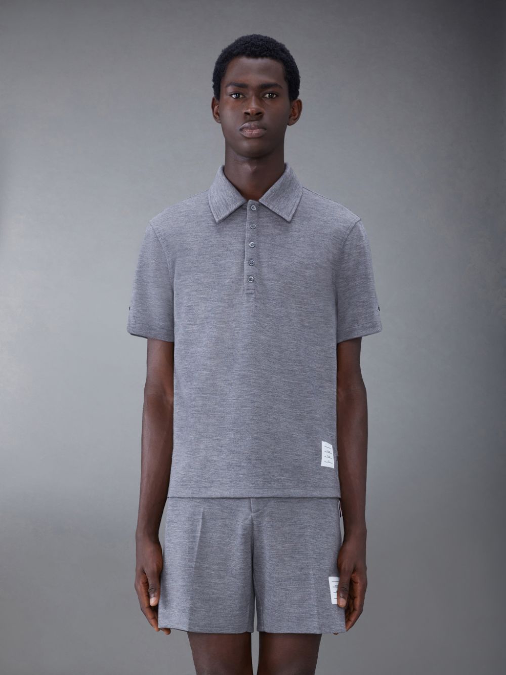 Polo Thom Browne Wool Short Sleeve Homme Grise | AEO80G15810