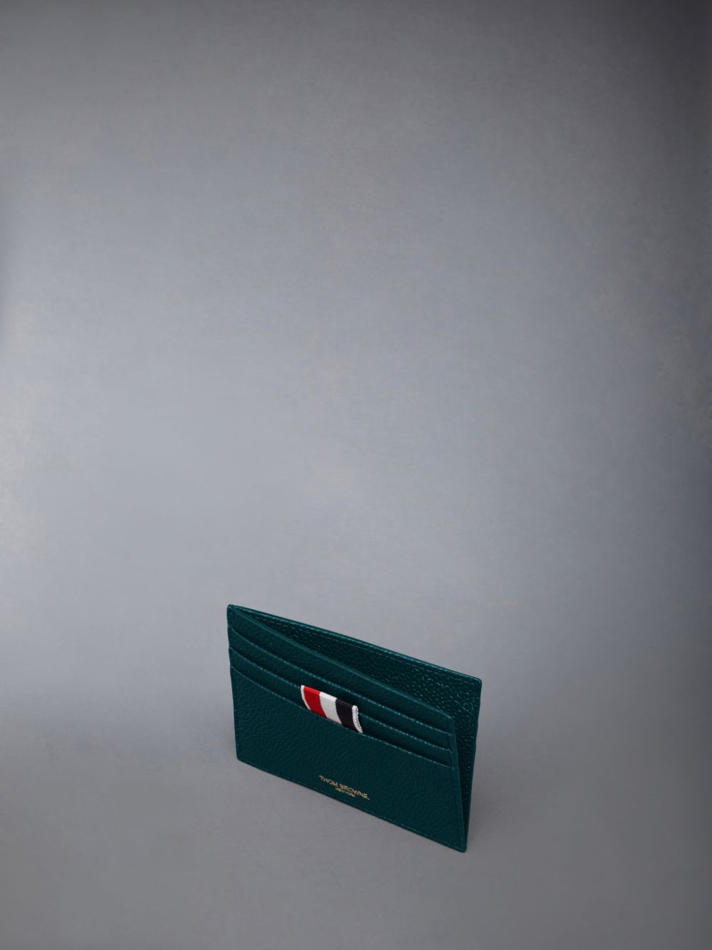 Porte Cartes Thom Browne Single W/ Note Compartment in Pebble Grain Leather Homme Vert | FTX83J20719