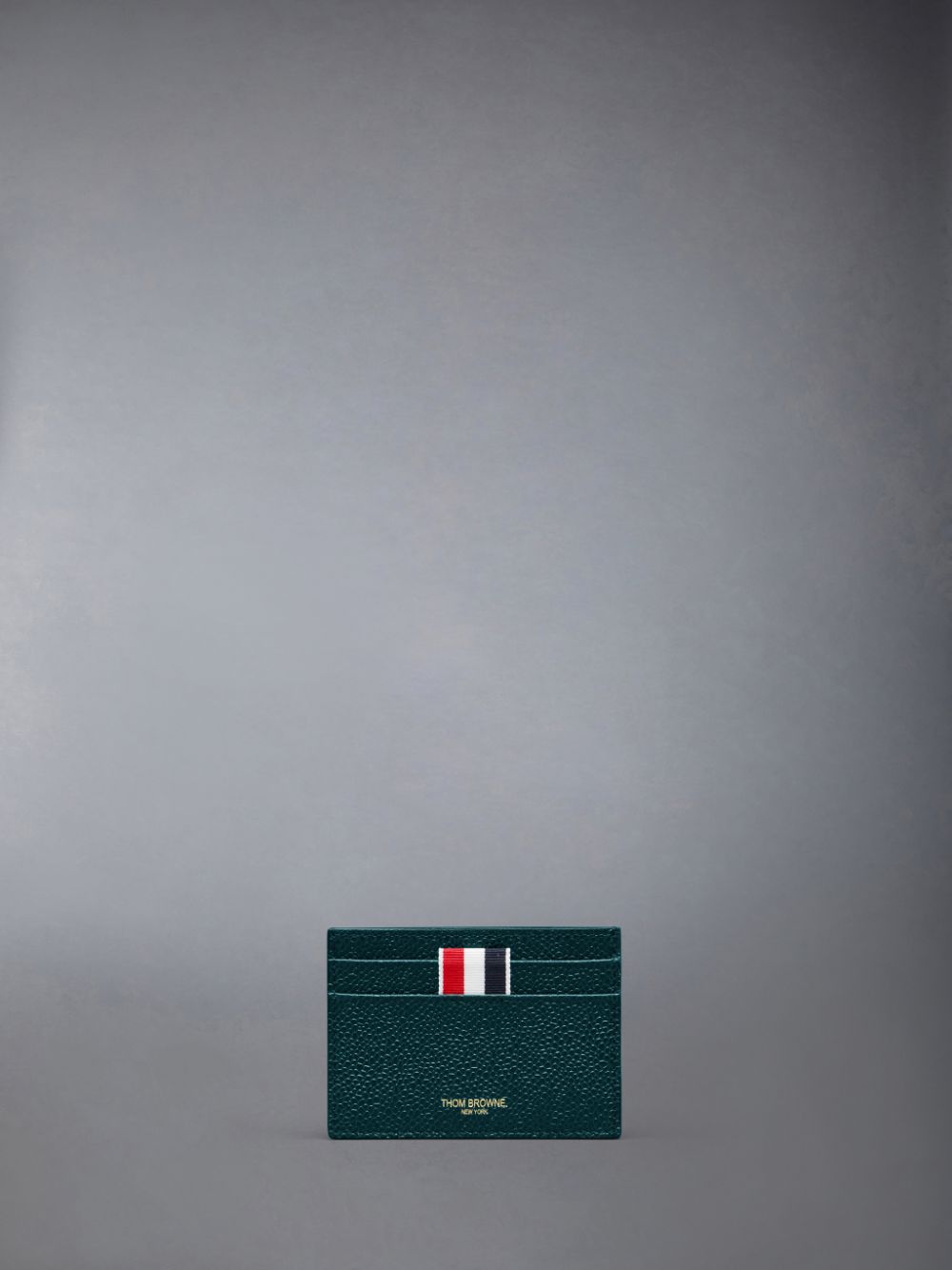 Porte Cartes Thom Browne Single W/ Note Compartment in Pebble Grain Leather Homme Vert | FTX83J20719