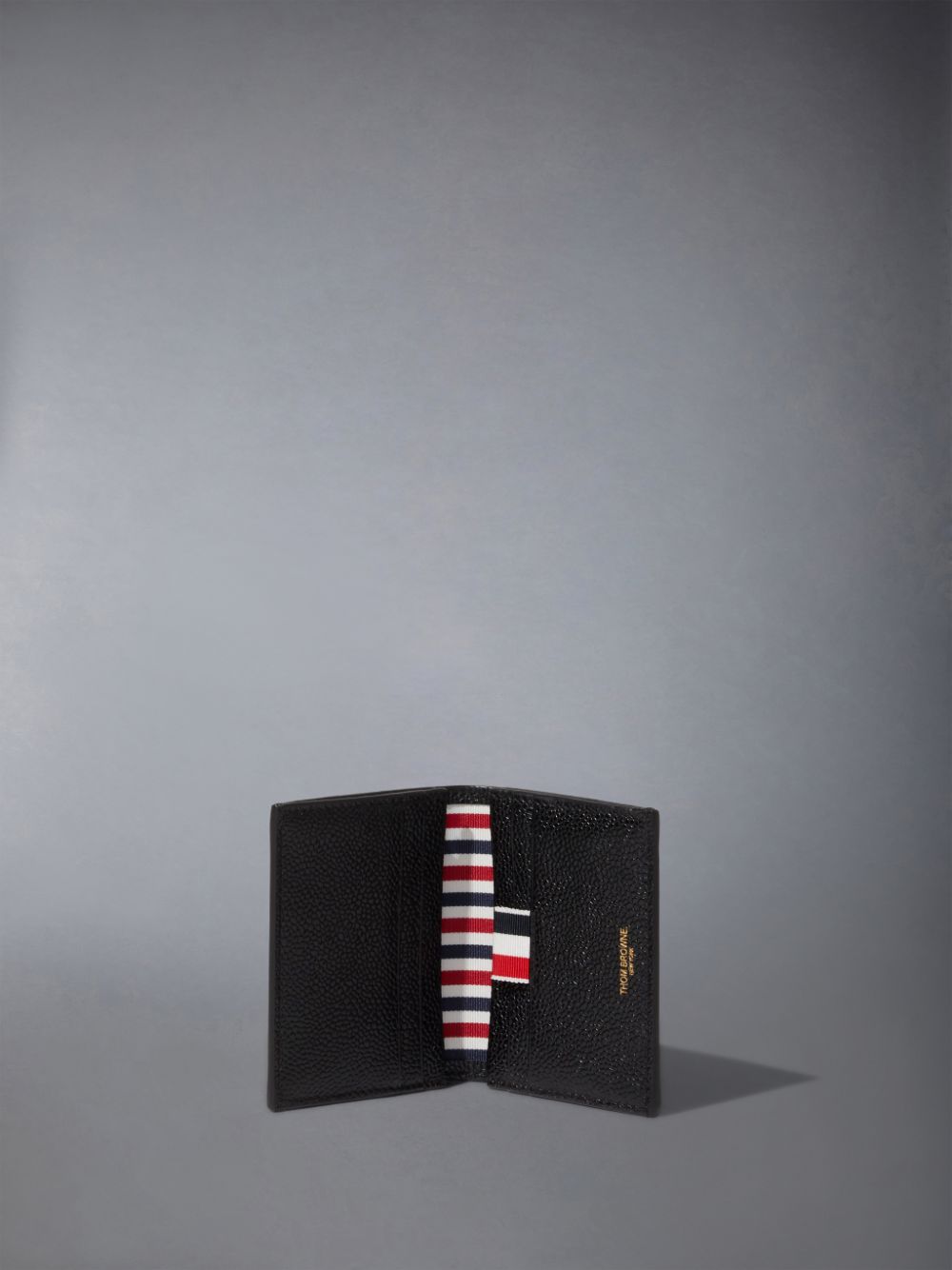 Portefeuilles Thom Browne Pebble Grain Leather Double Cardholder Homme Noir | BPI48H10951