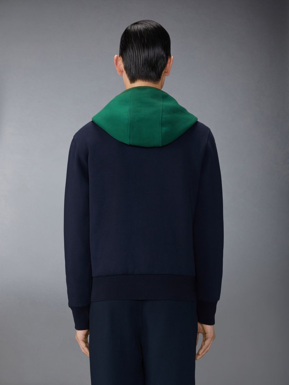 Pulls De Golf Thom Browne Brushed Color Blocked Hoodie Homme Bleu | BTP47E75876