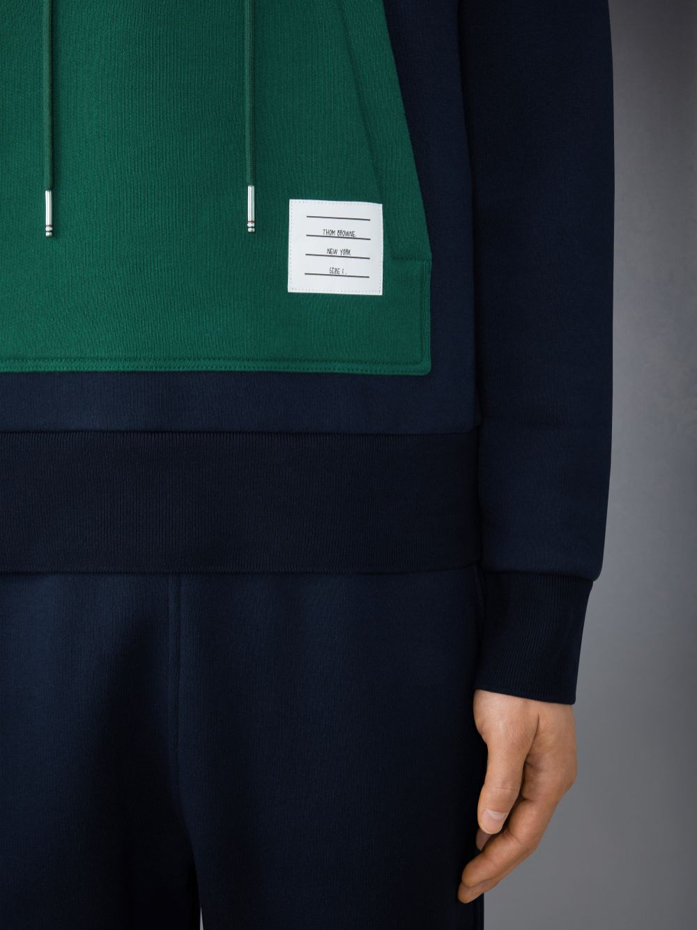 Pulls De Golf Thom Browne Brushed Color Blocked Hoodie Homme Bleu | BTP47E75876
