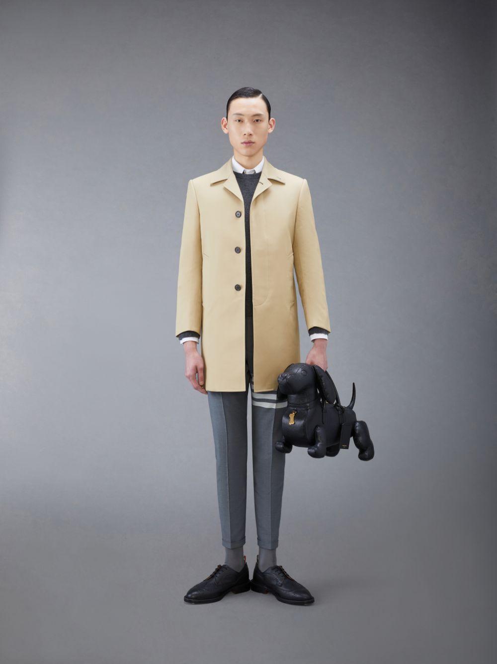 Pulls De Golf Thom Browne Cashmere 4-Bar Classic Homme Grise | MBY33M68238