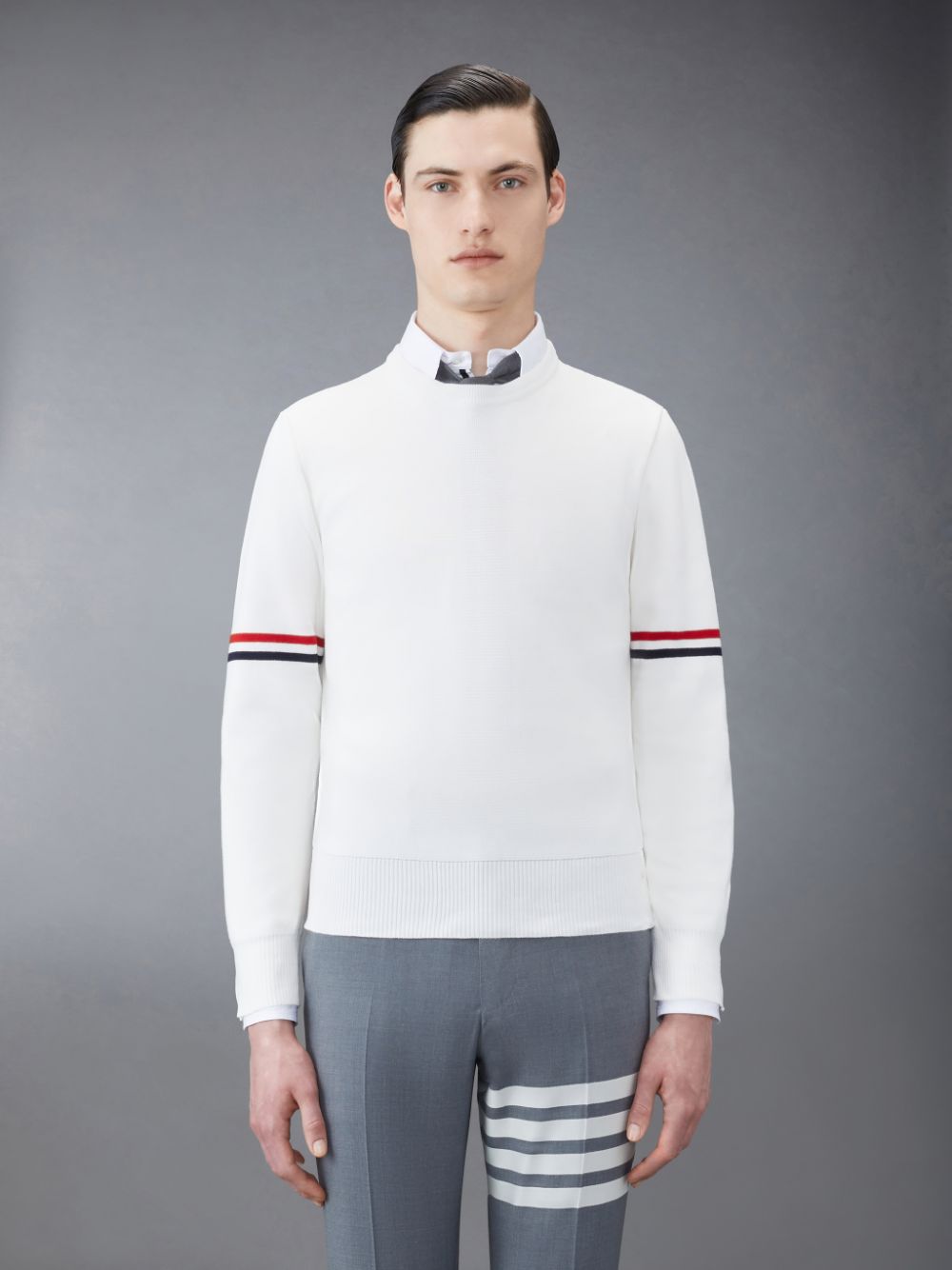Pulls De Golf Thom Browne Cotton Milano Stripe Homme Blanche | UGV15U21409