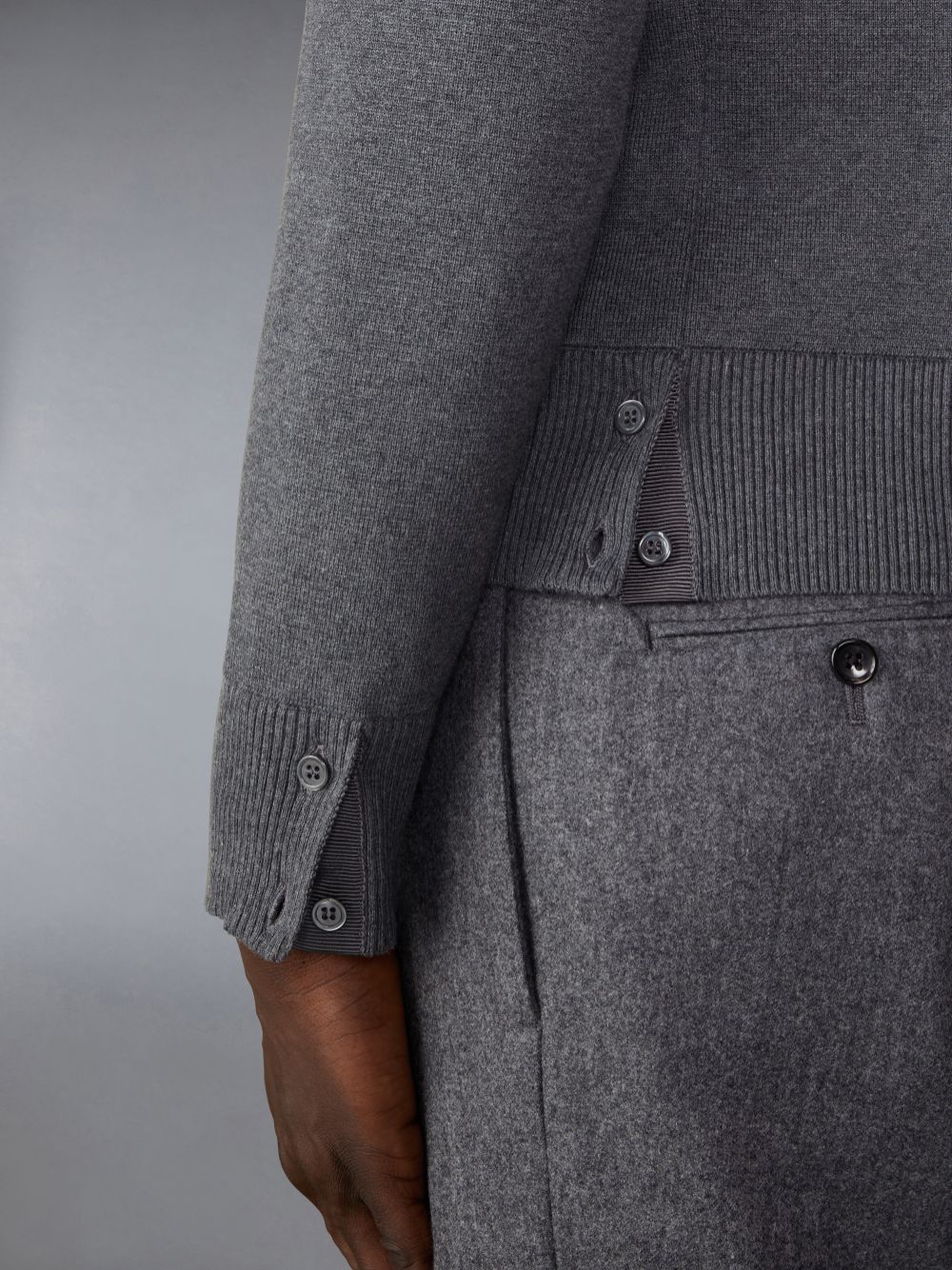 Pulls De Golf Thom Browne Cotton Milano Stitch Homme Grise | NCJ51G47952