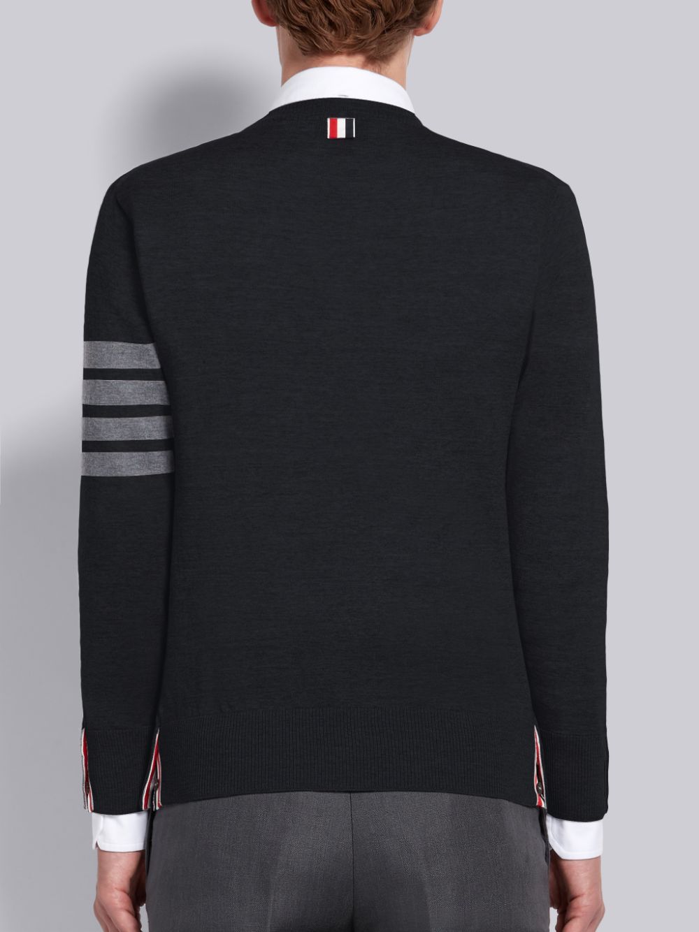 Pulls De Golf Thom Browne Fine Merino Wool 4-Bar Classic Crewneck Homme Noir | IHR55J54868