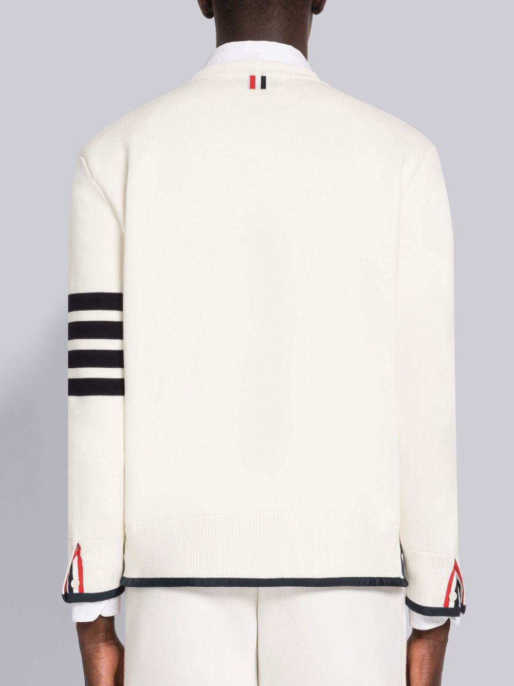 Pulls De Golf Thom Browne MILANO STITCH COTTON TIPPING 4-BAR BOXY CREW NECK Homme Blanche | TRA03J05835