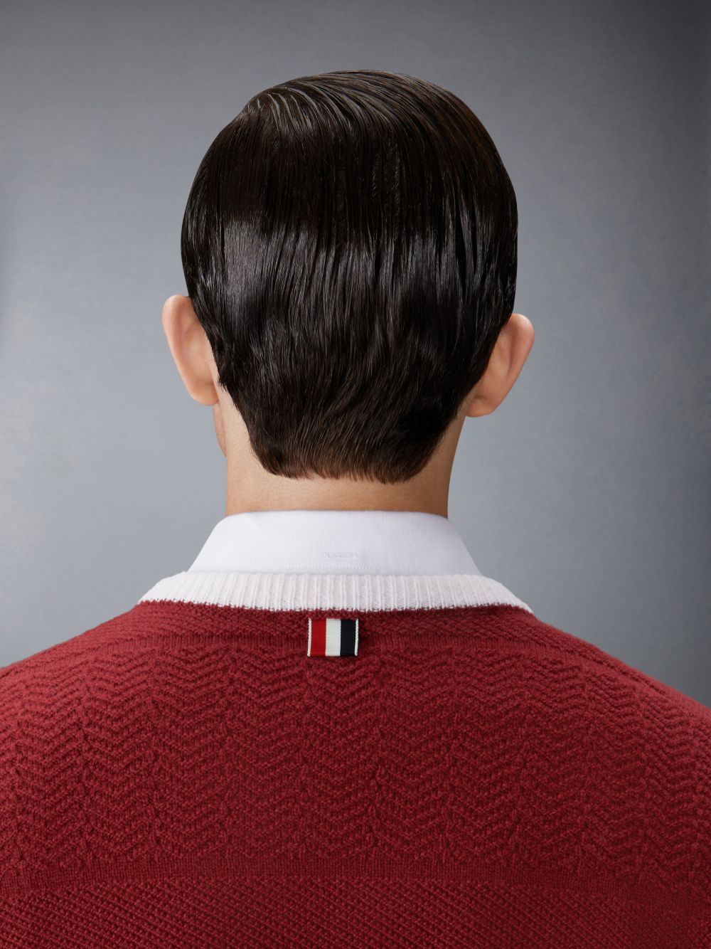 Pulls De Golf Thom Browne Merino Wool 4-Bar Textured Rugby Stripe Crew Neck Homme Rouge | CZF05N29658