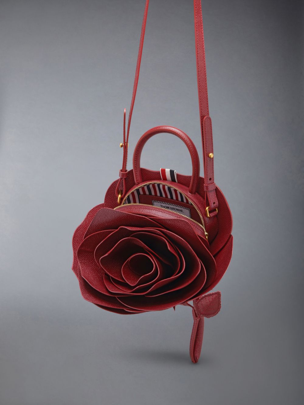 Sac Bandoulière Thom Browne Pebble Grain Rose Small Femme Rouge | OLM23H82384