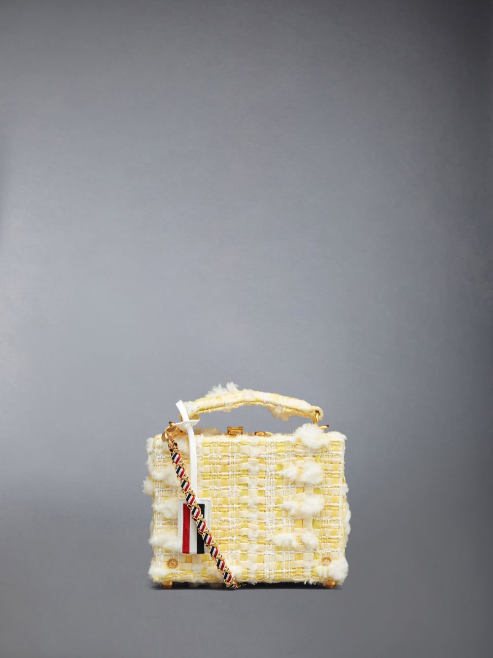 Sac Bandoulière Thom Browne Twill Pouf Tweed Woven Chain Micro Attache Case Femme Jaune | DEE17X03431
