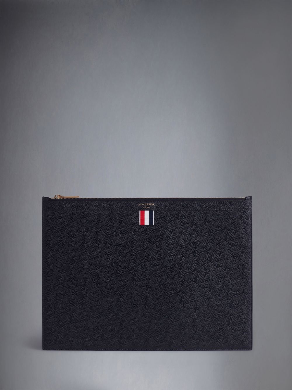 Sac Ordinateur Thom Browne logo-stamp leather document holder Homme Noir | YKN23C72622