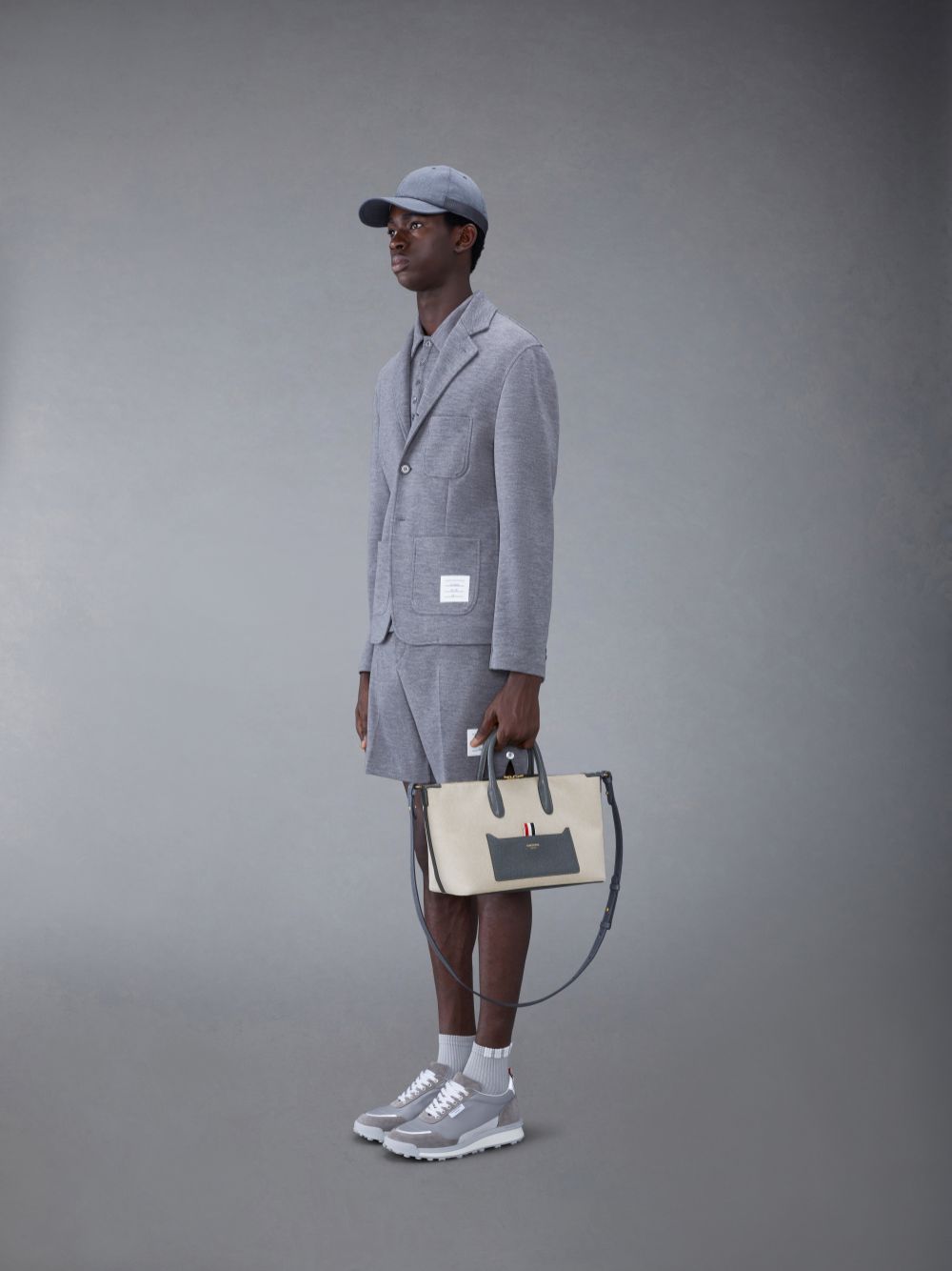 Sac Polochon Thom Browne Cotton Canvas Small Femme Beige | JAN96X26704