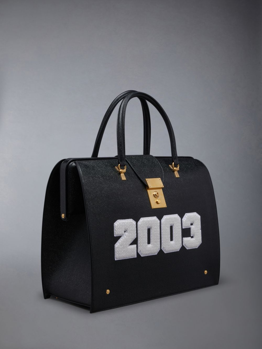 Sac Polochon Thom Browne PEBBLE GRAIN LEATHER 2003 MR. Homme Noir | OUX43N12837