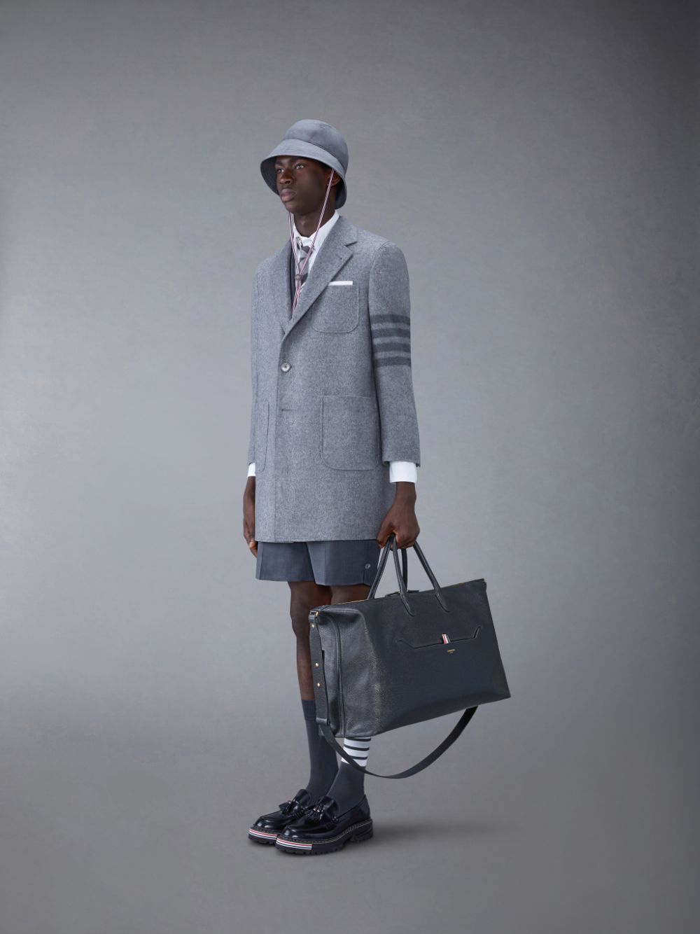 Sac Polochon Thom Browne Pebble Grain Femme Noir | DUJ43K75738