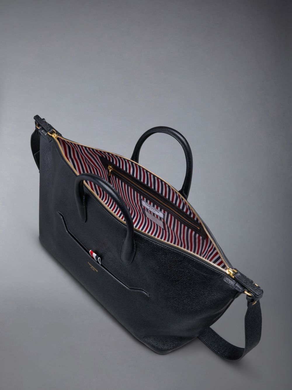 Sac Polochon Thom Browne Pebble Grain Medium Homme Noir | XWN37E44996