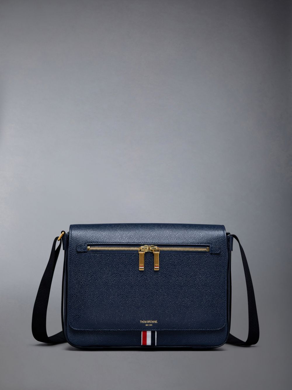 Sac Porté Épaule Thom Browne Pebble Grain Leather Reporter Femme Bleu | ZMJ83I63546