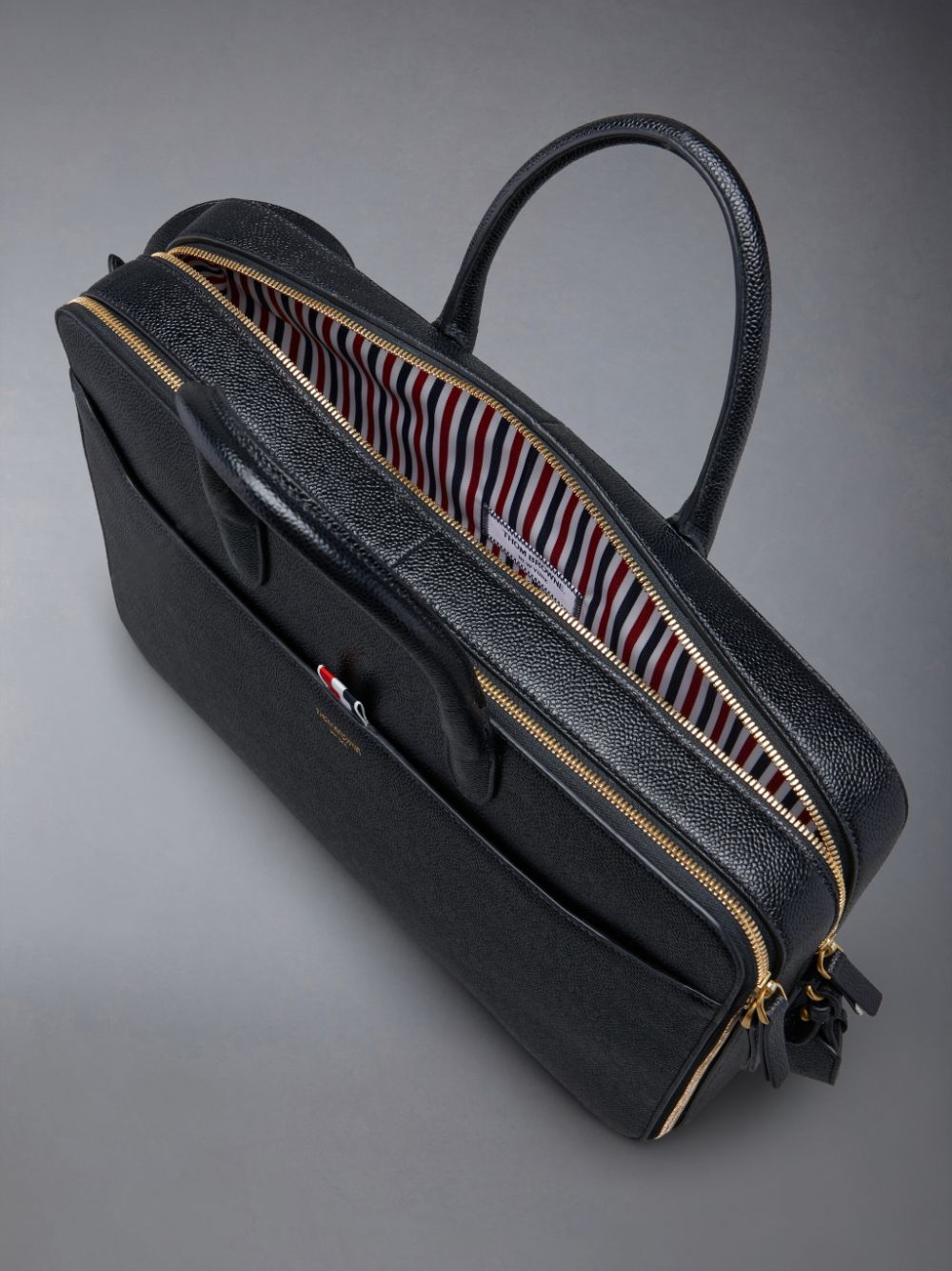 Sacs D'affaires Thom Browne Pebble Grain Double Compartment Femme Noir | MIX84J41689