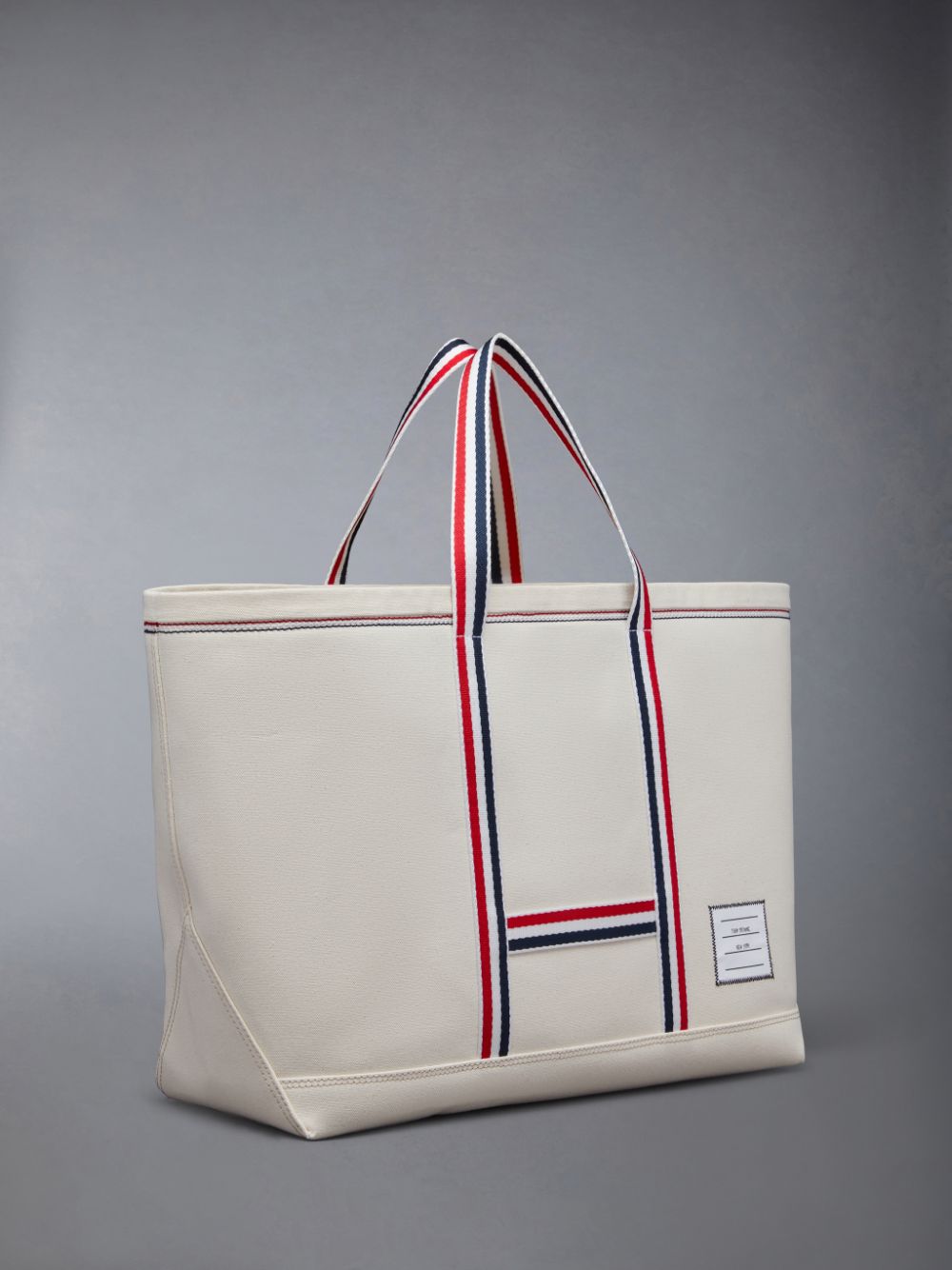 Sacs Fourre Tout Thom Browne Canvas Stripe Medium Tool Femme Blanche | SQP51X27243