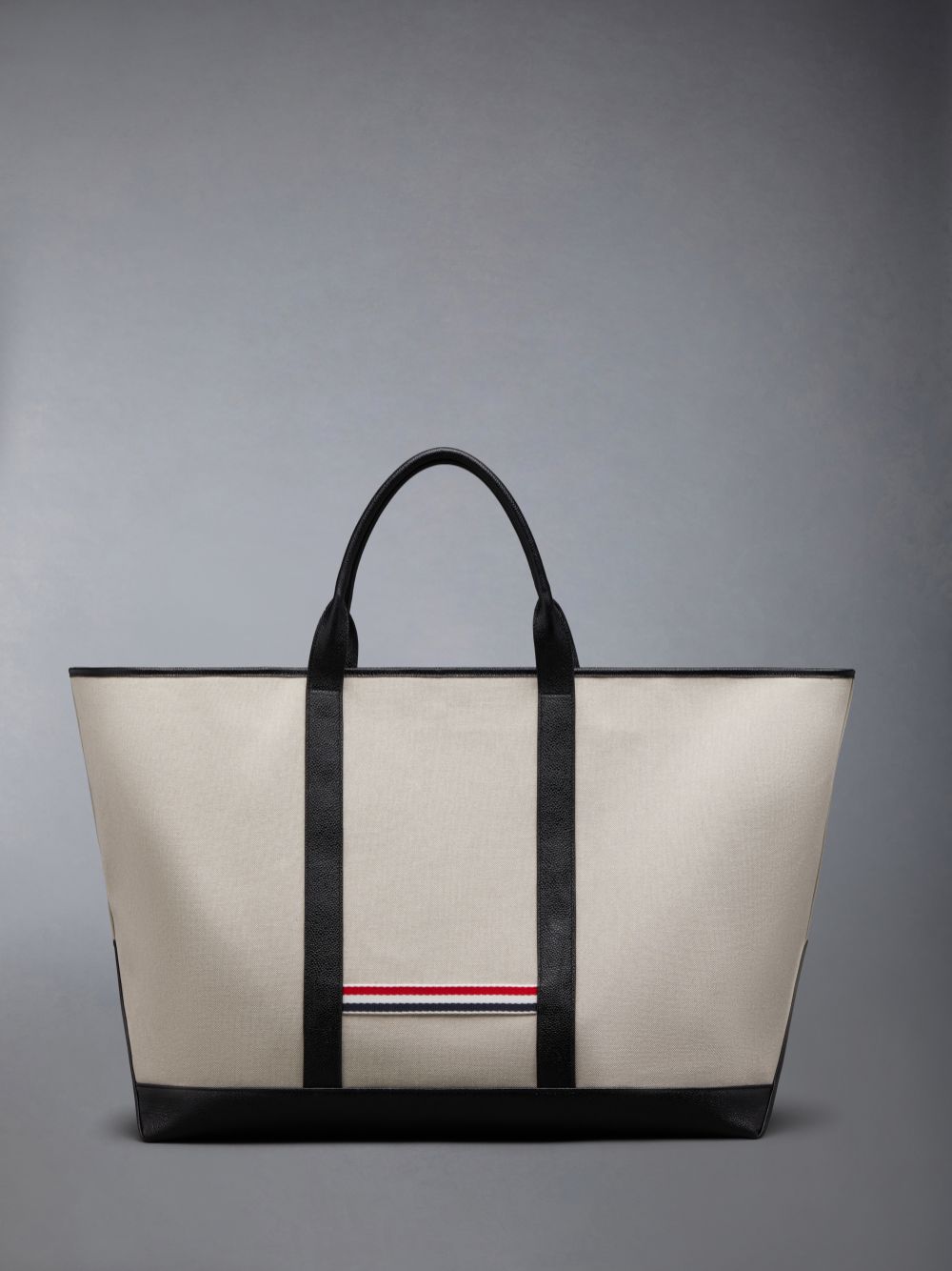 Sacs Fourre Tout Thom Browne Cotton Canvas Leather Oversized Tool Femme Beige | JEZ91A26972