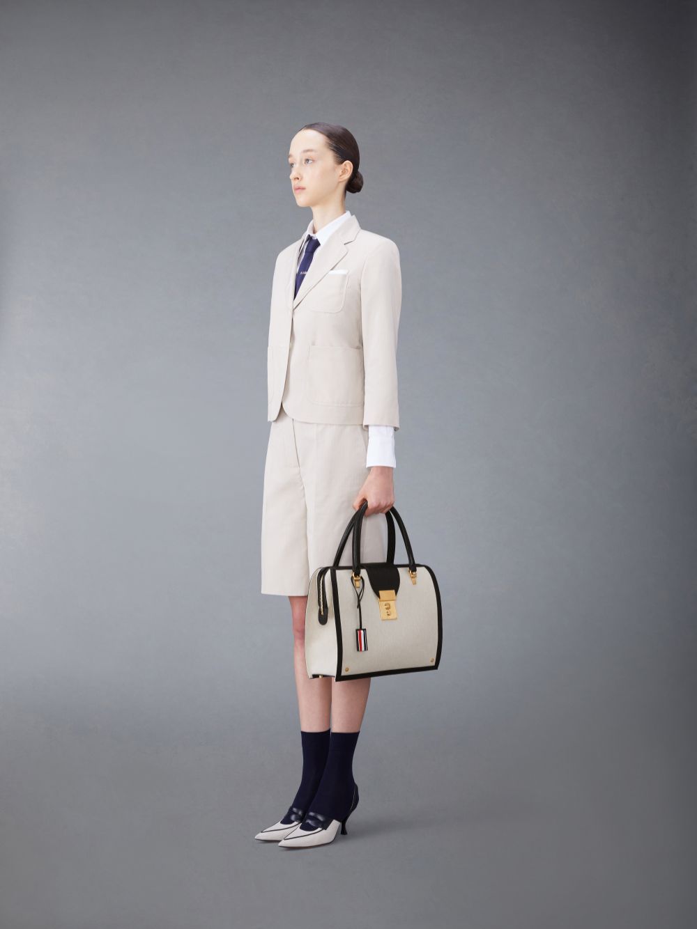 Sacs Fourre Tout Thom Browne Cotton Canvas Mrs. Femme Beige | MIX30L68204