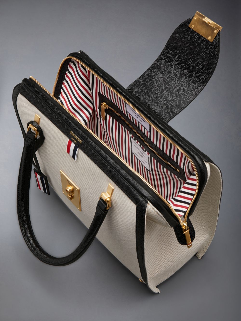 Sacs Fourre Tout Thom Browne Cotton Canvas Mrs. Femme Beige | MIX30L68204