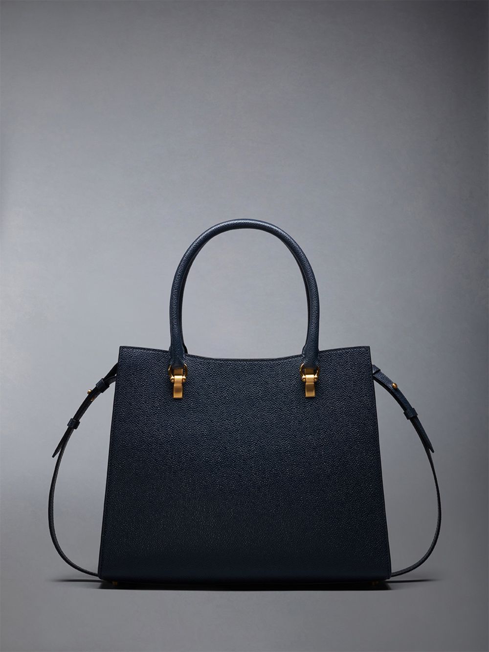 Sacs Fourre Tout Thom Browne Medium Duet in Pebble Grain Leather Homme Bleu | JHC68L92949
