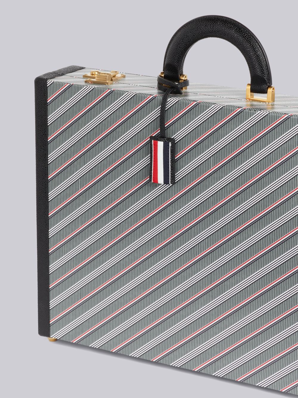 Sacs Fourre Tout Thom Browne Medium Monogram Coated Canvas Leather Frame Attache Case Homme Grise | NBI70G54791