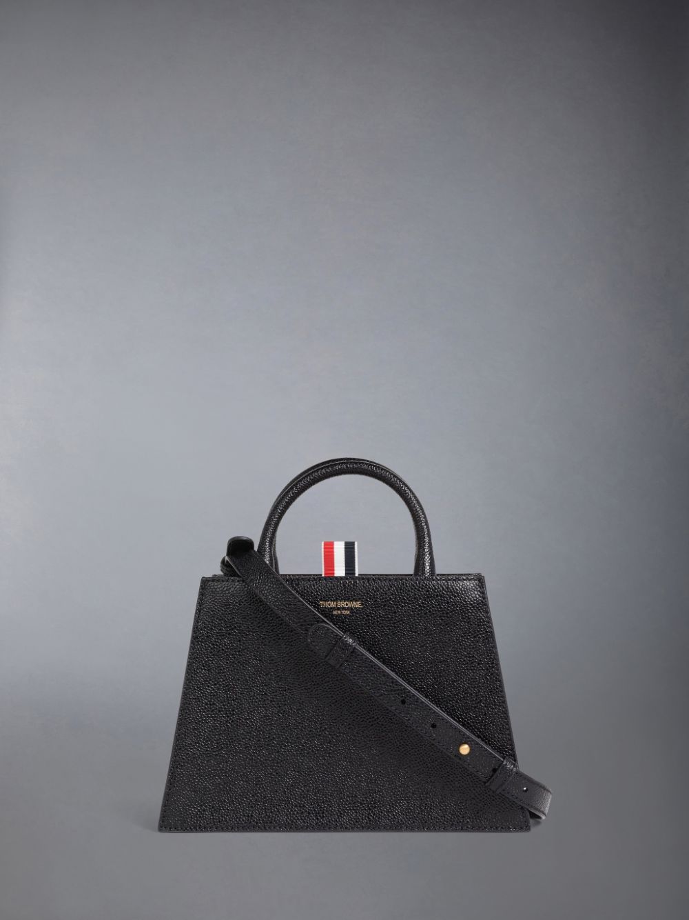 Sacs Fourre Tout Thom Browne Pebble Grain Leather Mini Trapeze Homme Noir | SMD98N82602