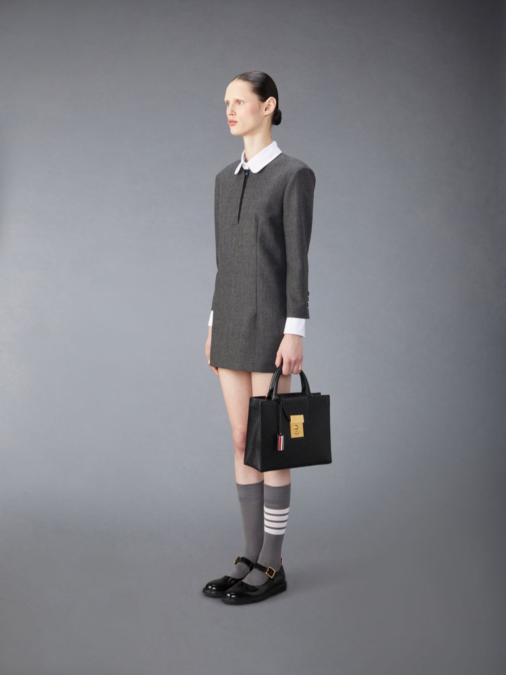 Sacs Fourre Tout Thom Browne Pebble Grain Small Mr. Femme Noir | SLN57X56893