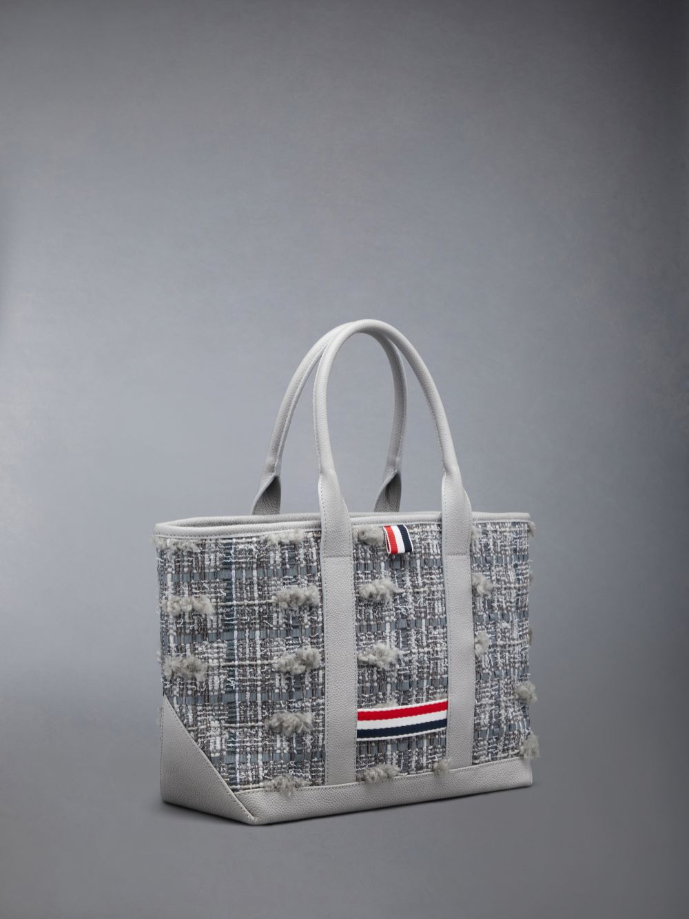Sacs Fourre Tout Thom Browne Tweed Leather Small Tool Femme Grise | MLA71C14016