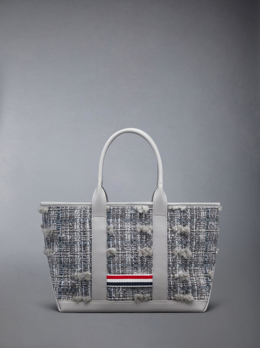 Sacs Fourre Tout Thom Browne Tweed Leather Small Tool Femme Grise | MLA71C14016