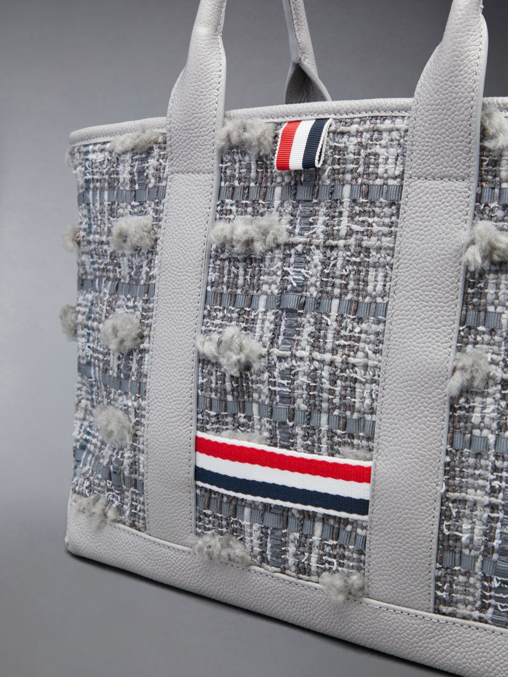 Sacs Fourre Tout Thom Browne Tweed Leather Small Tool Femme Grise | MLA71C14016