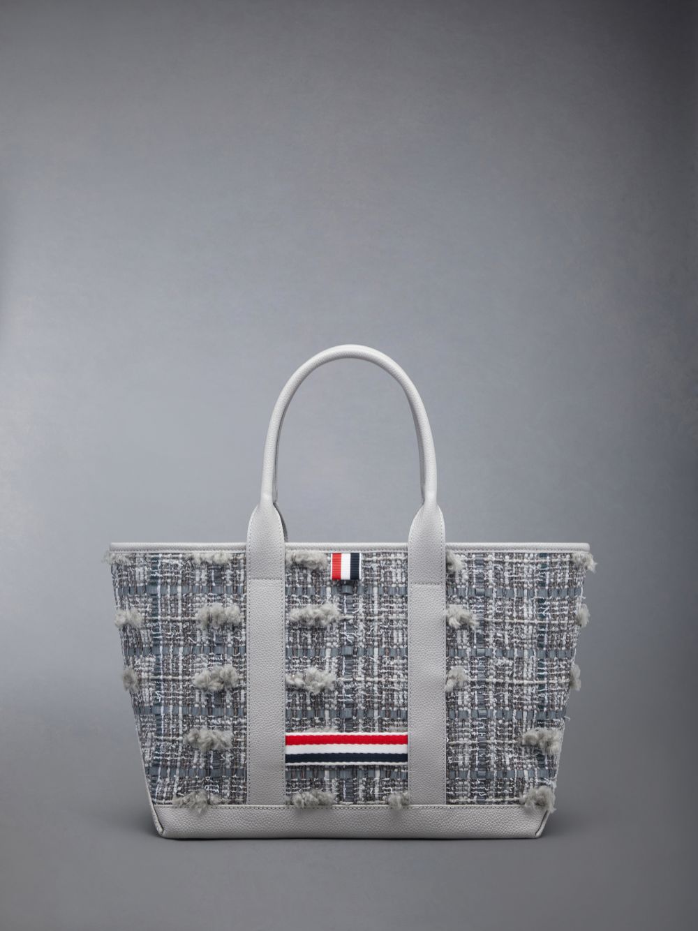Sacs Fourre Tout Thom Browne Tweed Leather Small Tool Femme Grise | MLA71C14016