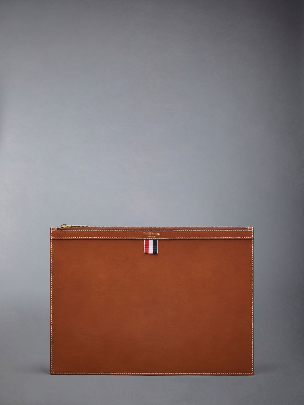 Sacs À Documents Thom Browne Vacchetta Leather Medium Document Holder Homme Marron | BTH59F64200