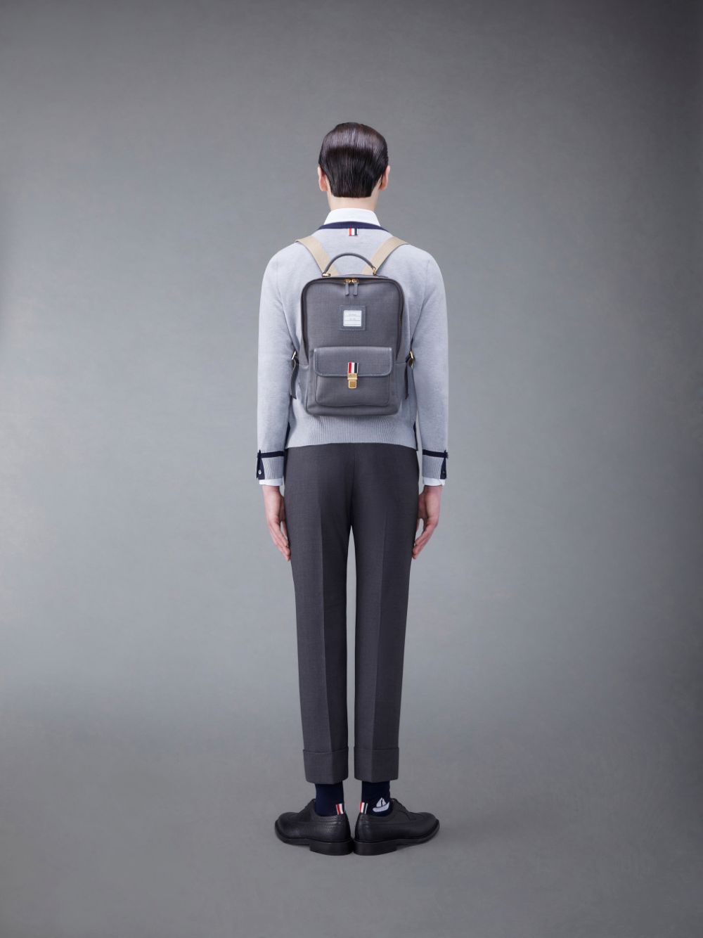 Sacs à Dos Thom Browne Super 120's Twill Front Pocket School Homme Grise | ERT94V95128