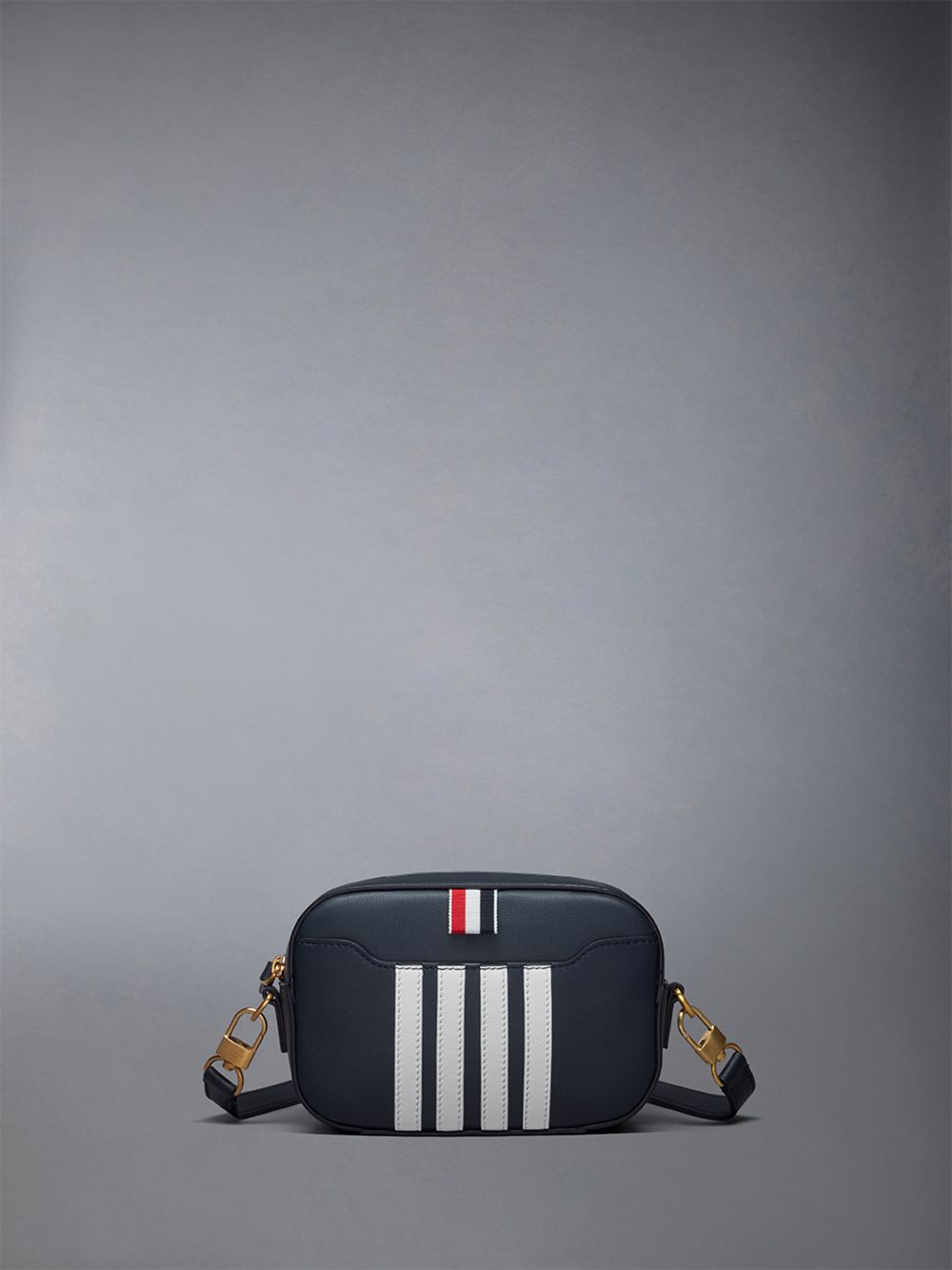 Sacs À Outils Thom Browne Horizontal Camera W/ 4 Bar Stripes in Smooth Calf Femme Bleu | ANE11Z01184