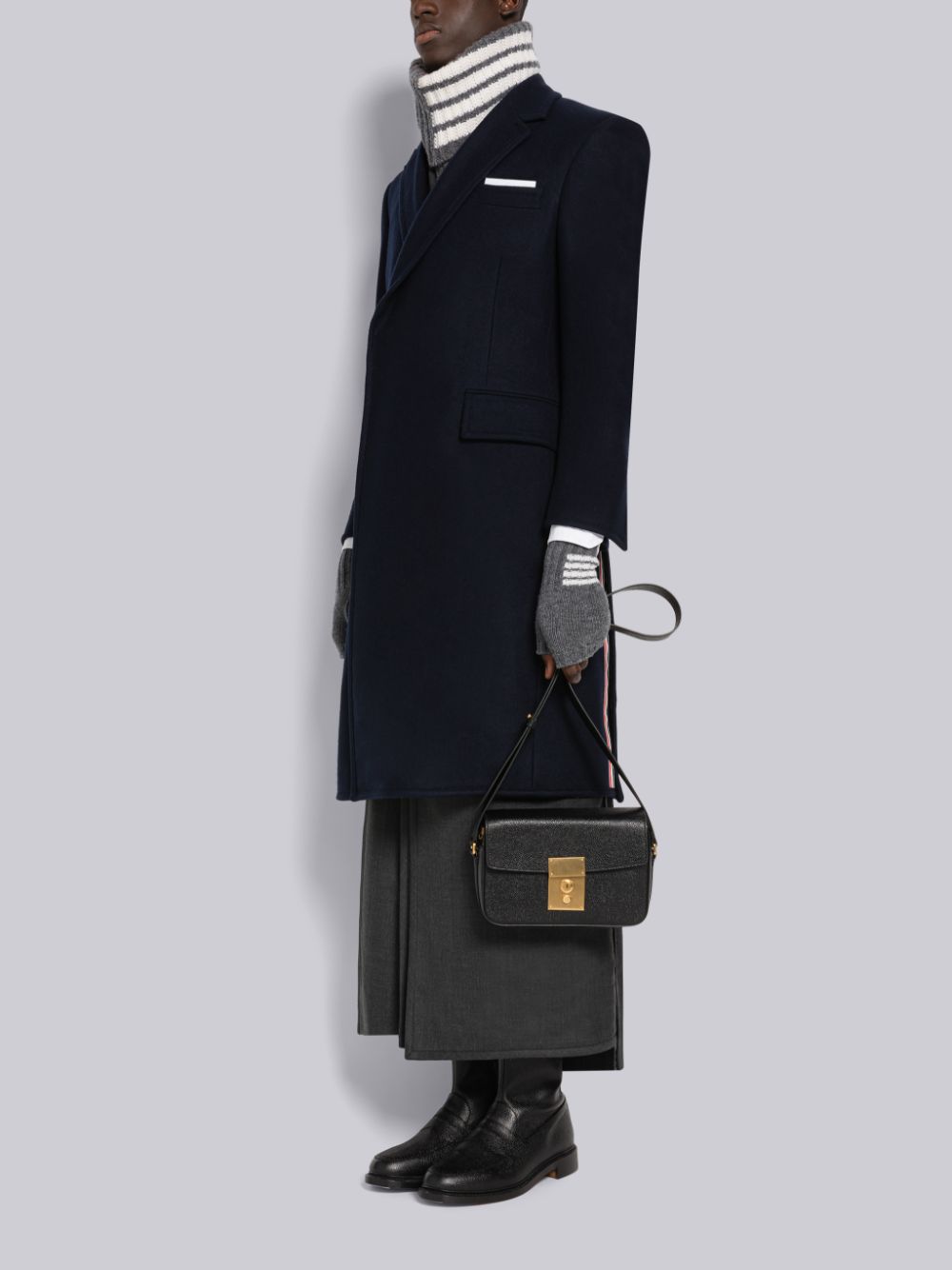 Sacs À Outils Thom Browne Pebble Grain Leather Mr. Camera Homme Noir | MVV27G81470