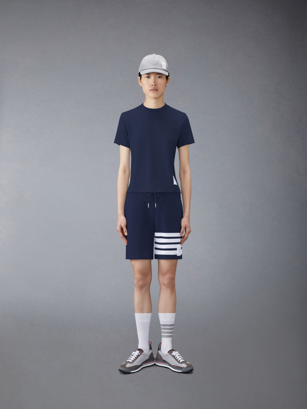 Short Thom Browne Classic Loopback 4-Bar Femme Bleu | TIP43B84038