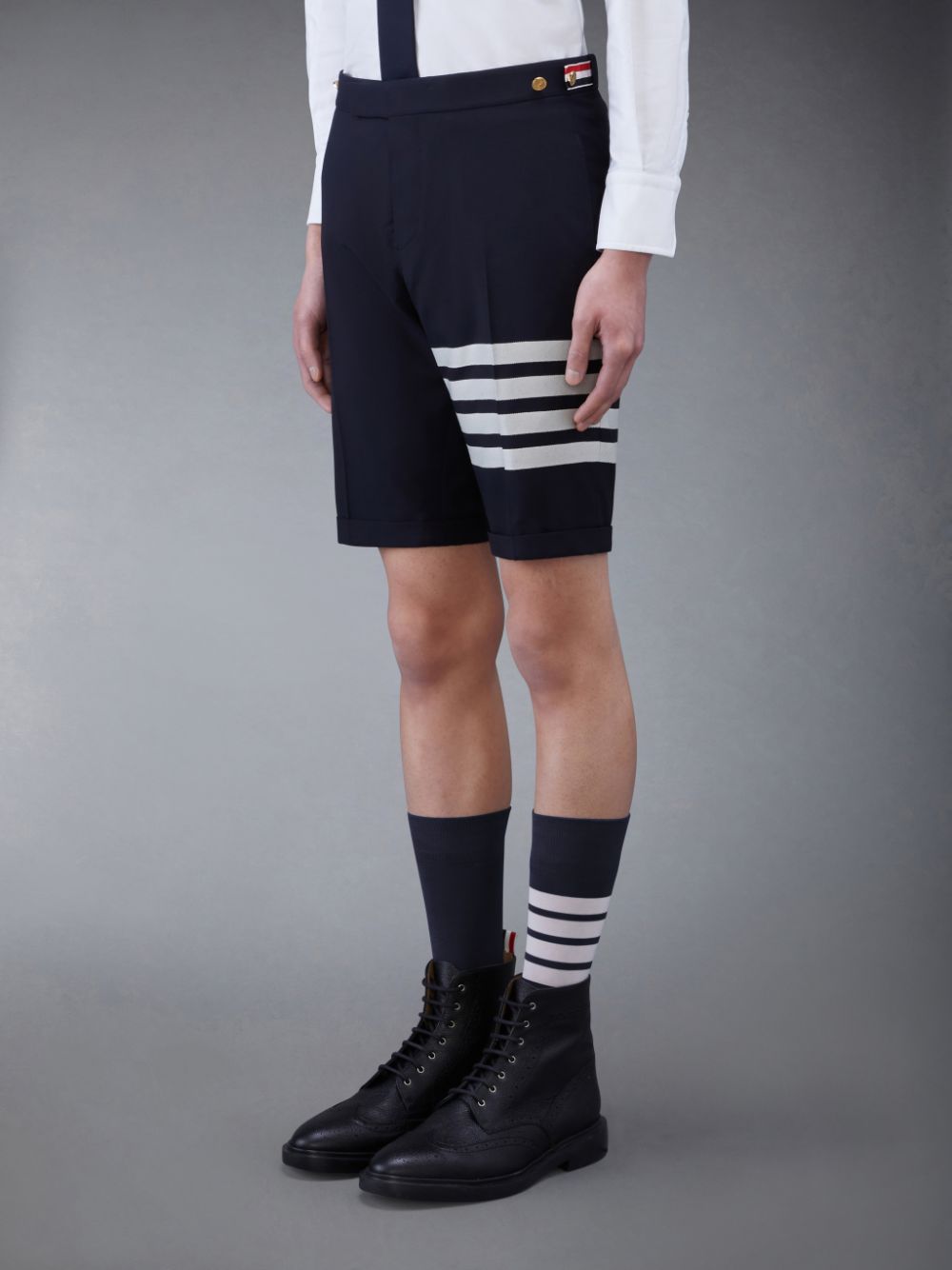 Short Thom Browne Plain Weave 4-Bar Low Rise Homme Bleu | MUH06E88639