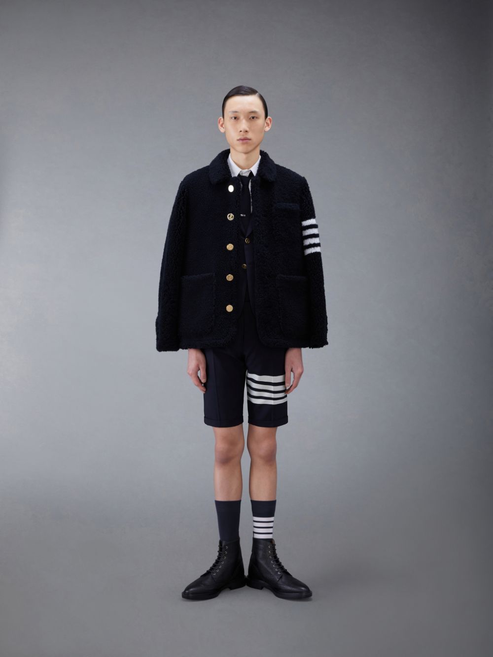 Short Thom Browne Plain Weave 4-Bar Low Rise Homme Bleu | MUH06E88639
