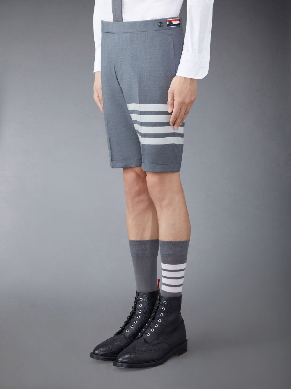 Short Thom Browne Plain Weave 4-Bar Low Rise Homme Grise | VYG75M59587