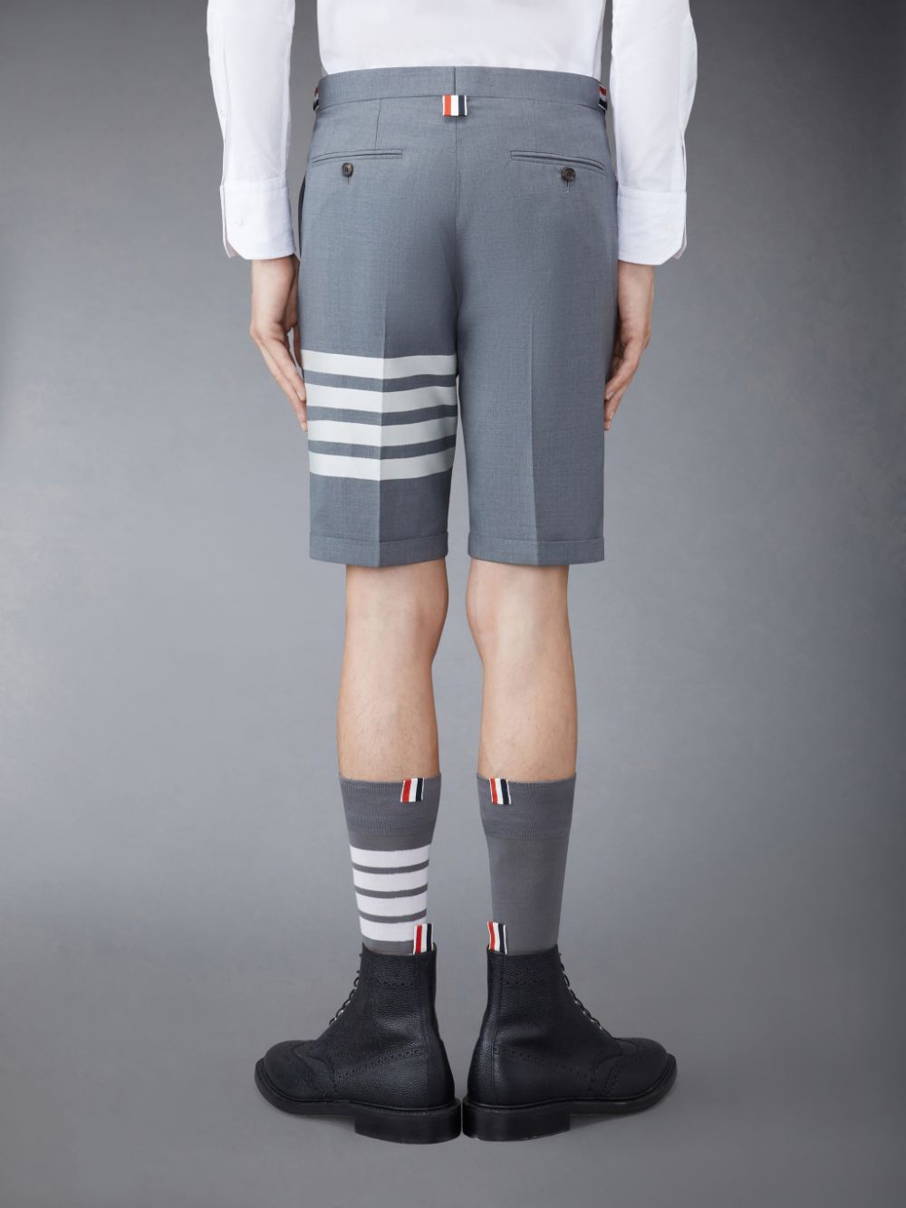 Short Thom Browne Plain Weave 4-Bar Low Rise Homme Grise | VYG75M59587