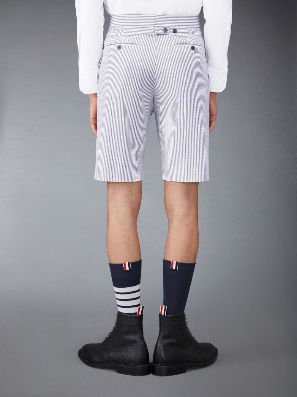 Short Thom Browne Seersucker Classic Backstrap Homme Blanche | BVO41R68062