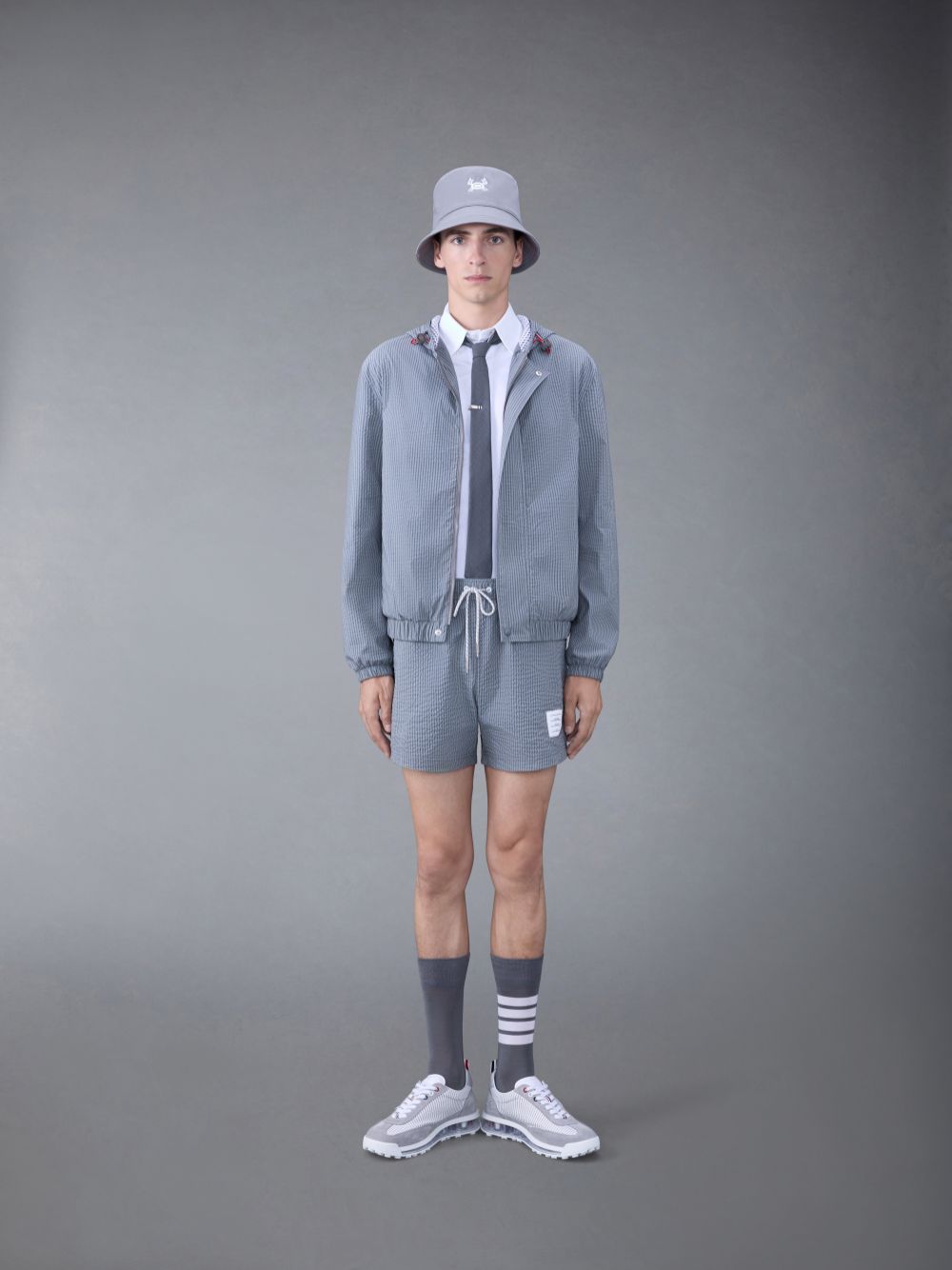 Short Thom Browne Seersucker Swim Homme Grise | TQC71H13621