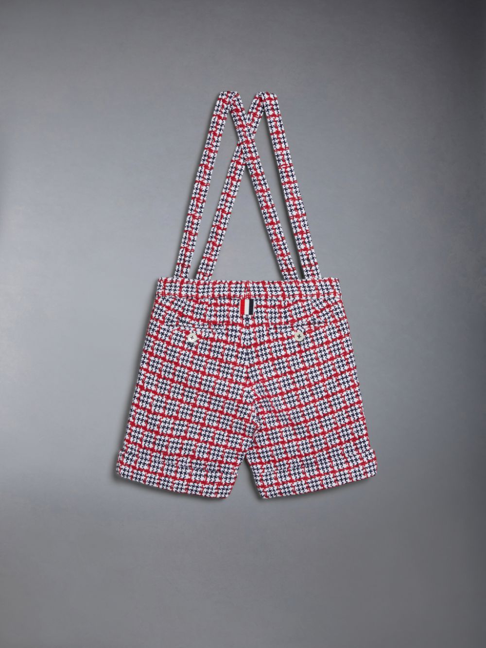 Short Thom Browne Summer Tweed Fray Suspender Garcon Blanche | SWD25X75131