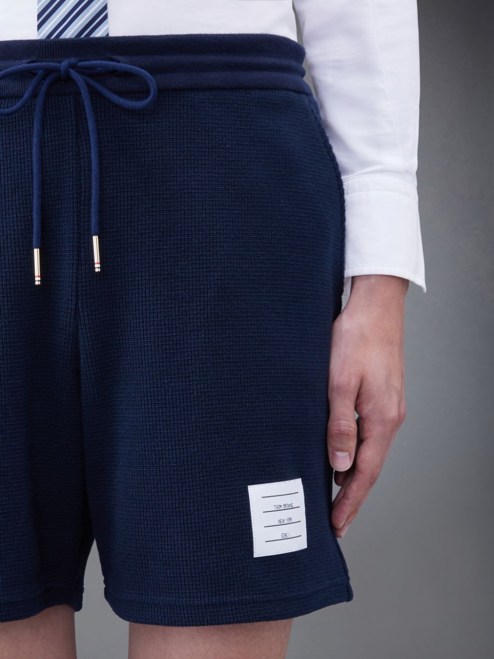Short Thom Browne Textured Cotton Midi Homme Bleu | PLS48L15580