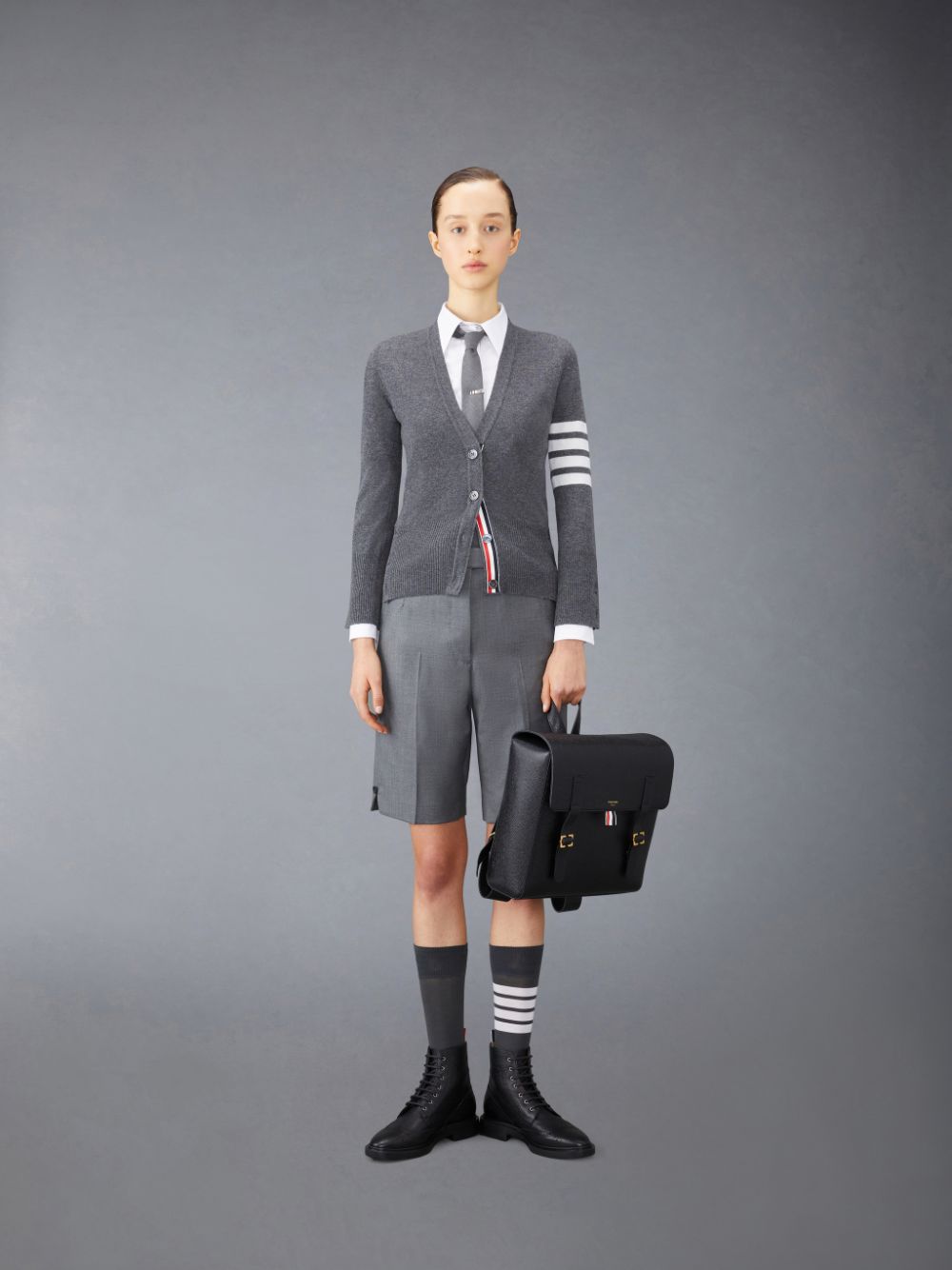 Short Thom Browne Twill Classic Backstrap Bermuda Femme Grise | GTE37G28776